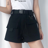 Cargo-Shorts mit hoher Taille und Gürtel mit Taschenschnalle